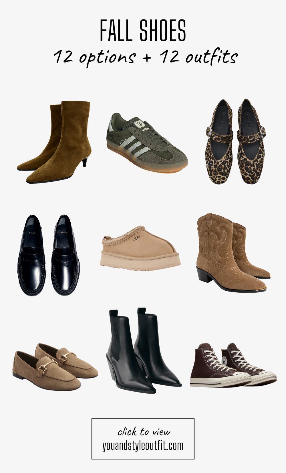 Fall shoes | 12 options + 12 outfits